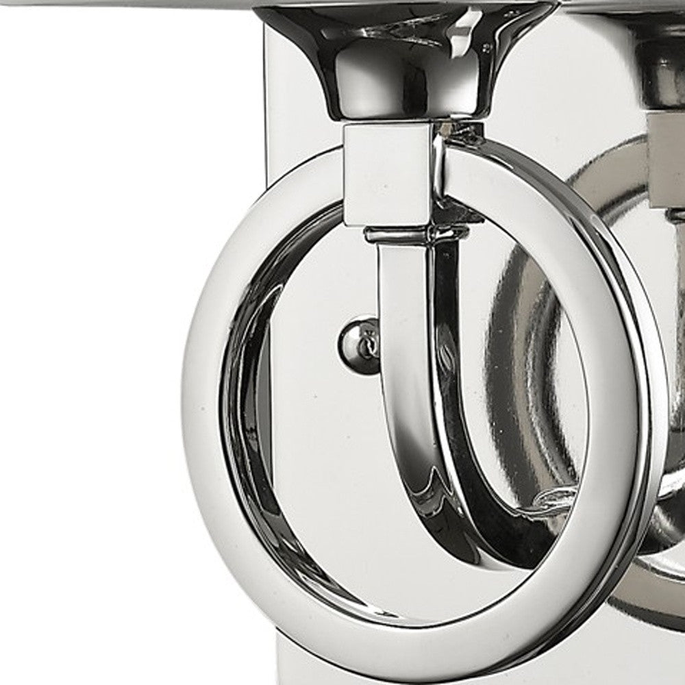 HomeRoots Wall Light With Frosted Glass Shade and Silver Metal Finish