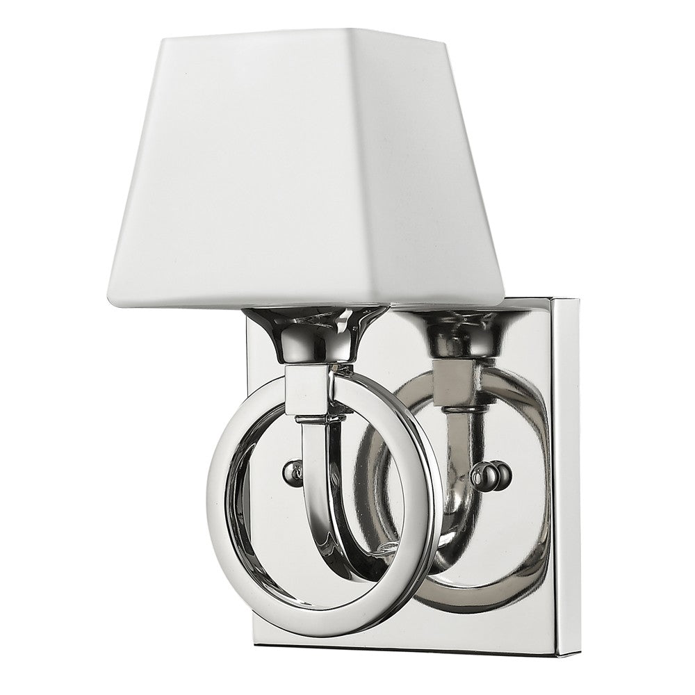 HomeRoots Wall Light With Frosted Glass Shade and Silver Metal Finish