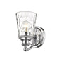 HomeRoots Wall Light With Pebbled Glass and Silver Metal Finish