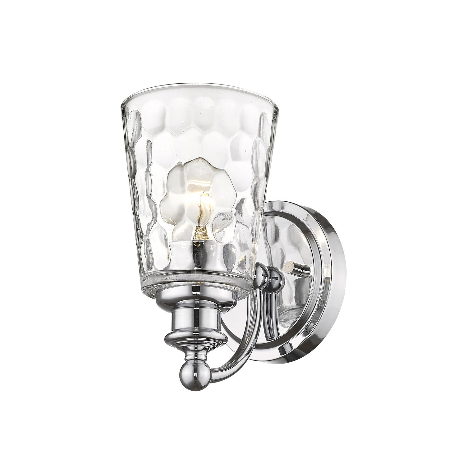 HomeRoots Wall Light With Pebbled Glass and Silver Metal Finish
