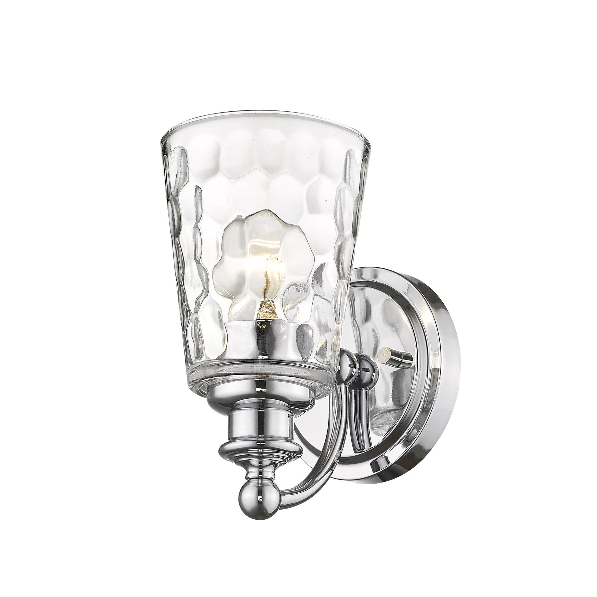 HomeRoots Wall Light With Pebbled Glass and Silver Metal Finish