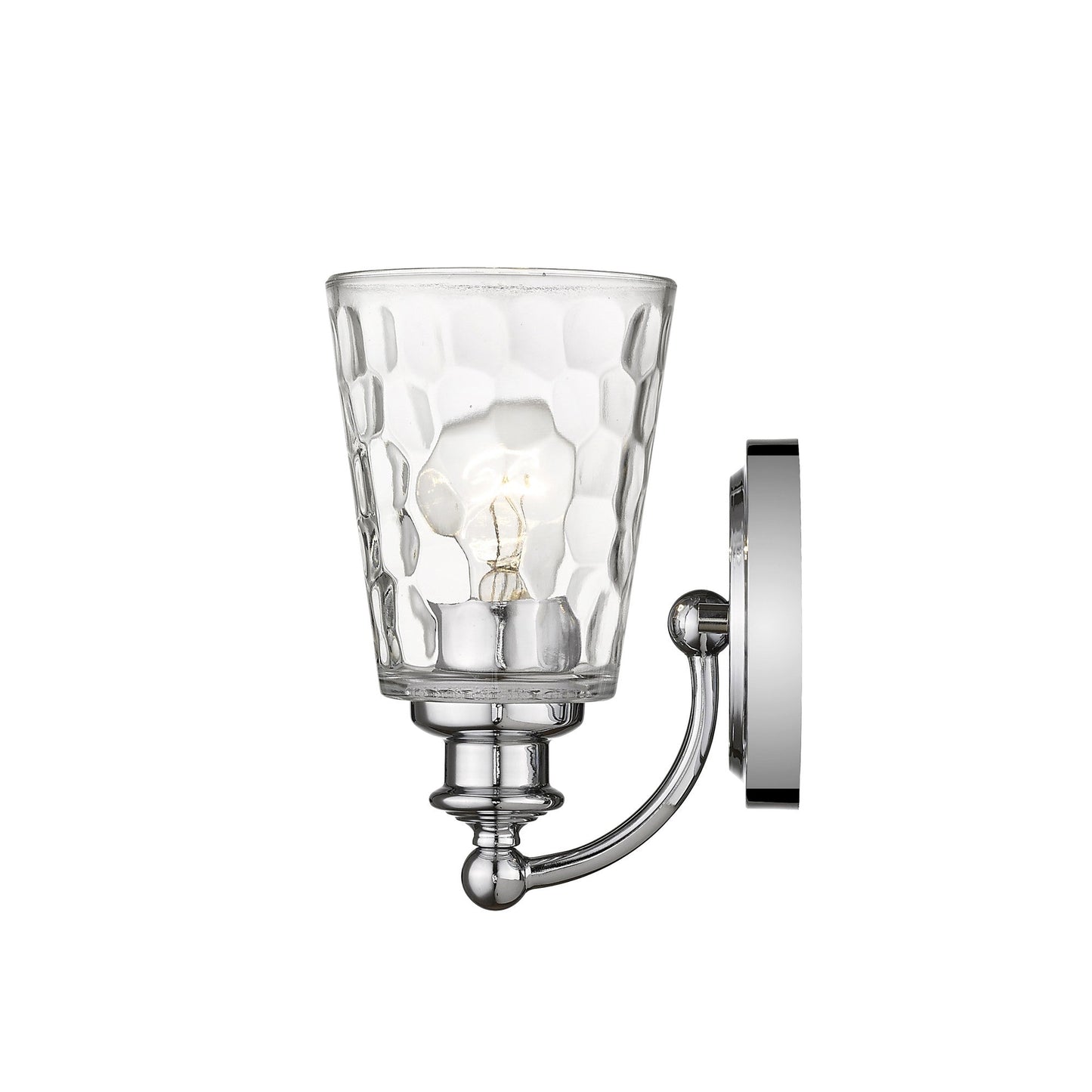 HomeRoots Wall Light With Pebbled Glass and Silver Metal Finish