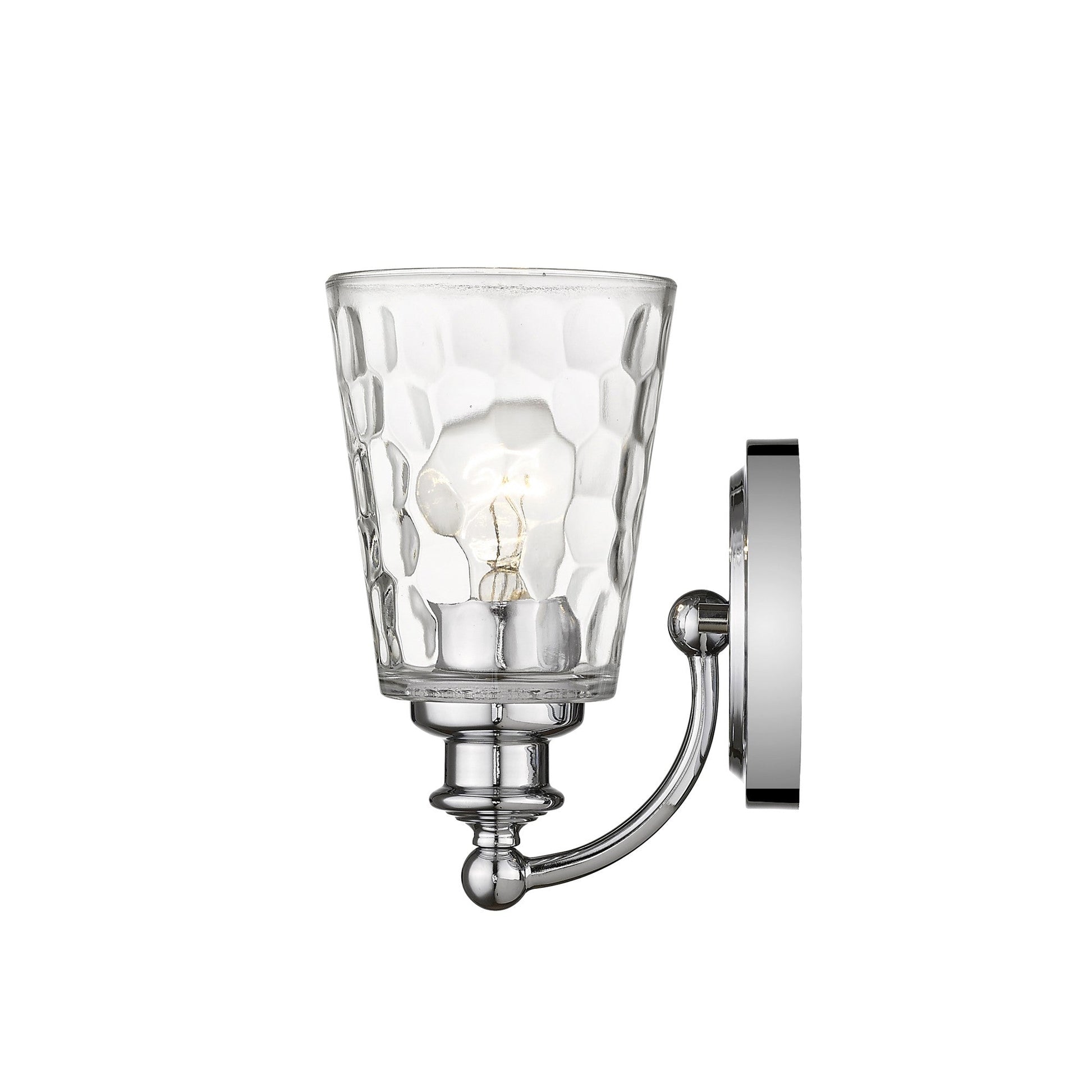 HomeRoots Wall Light With Pebbled Glass and Silver Metal Finish