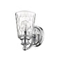 HomeRoots Wall Light With Pebbled Glass and Silver Metal Finish