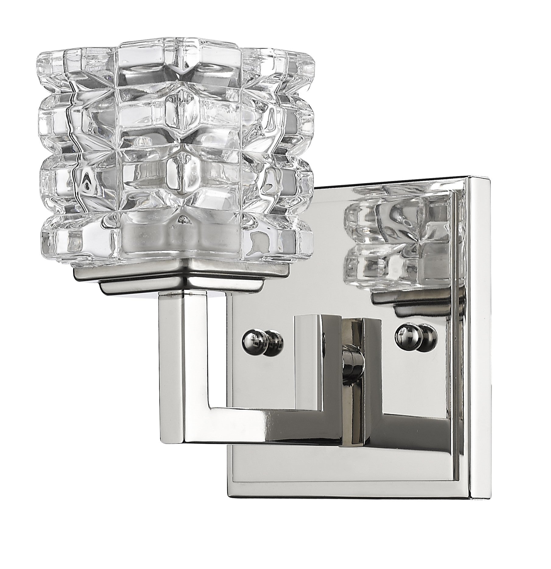 HomeRoots Wall Light in Silver Finish With Crystal Shade