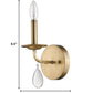 HomeRoots Wall Sconce With Crystal Accent in Light Gold Finish