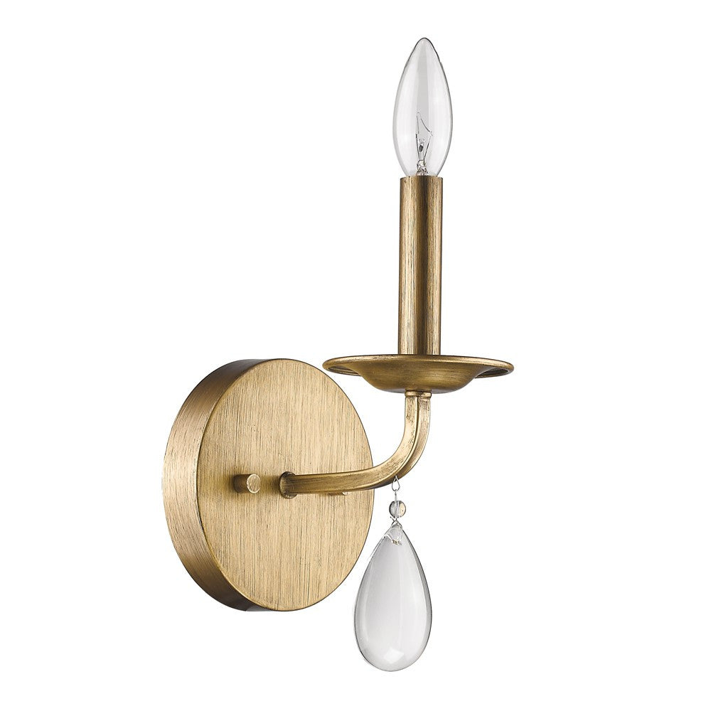 HomeRoots Wall Sconce With Crystal Accent in Light Gold Finish