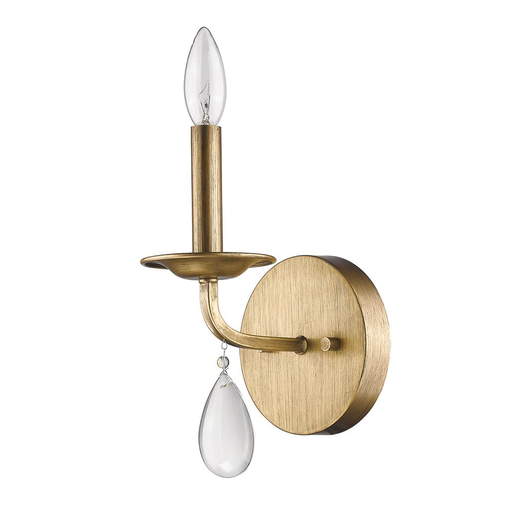 HomeRoots Wall Sconce With Crystal Accent in Light Gold Finish