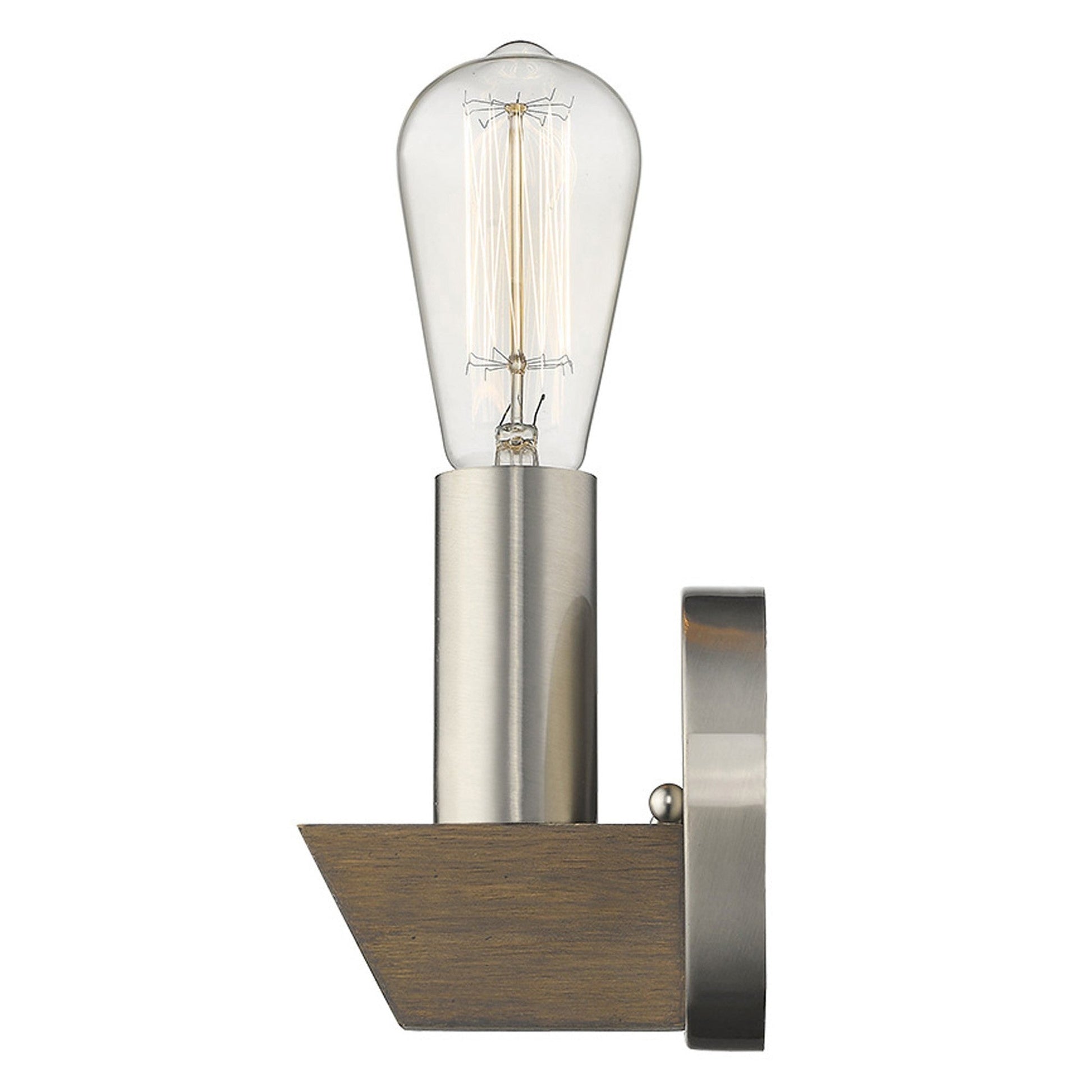 HomeRoots Wall Sconce With Silver Metal and Wood Finish