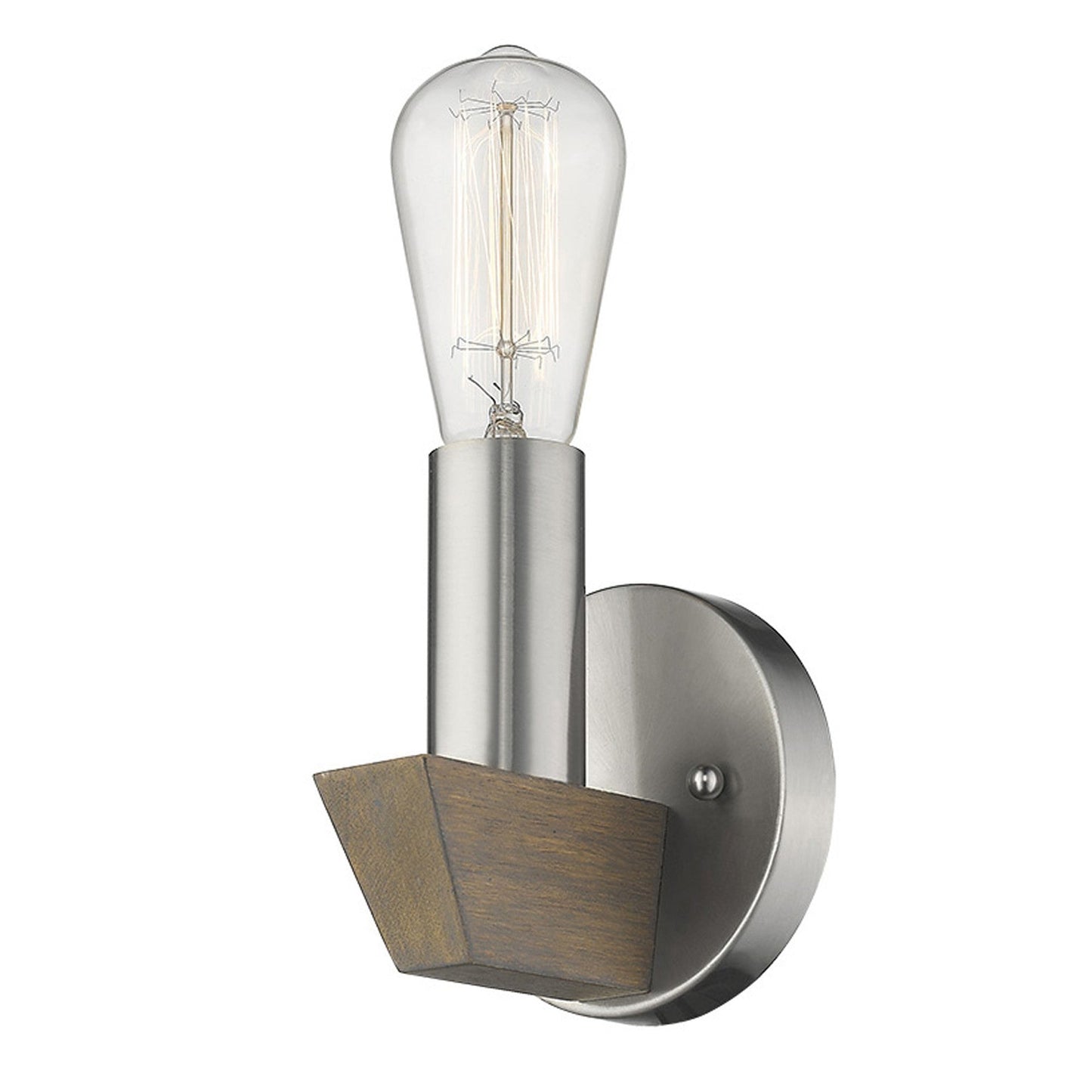 HomeRoots Wall Sconce With Silver Metal and Wood Finish