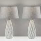HomeRoots White Ceramic Geometric Base Table Lamp in Set of Two