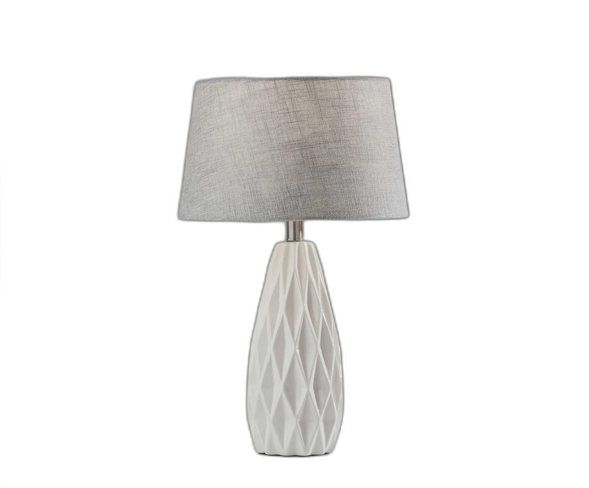 HomeRoots White Ceramic Geometric Base Table Lamp in Set of Two