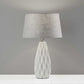 HomeRoots White Ceramic Geometric Base Table Lamp in Set of Two