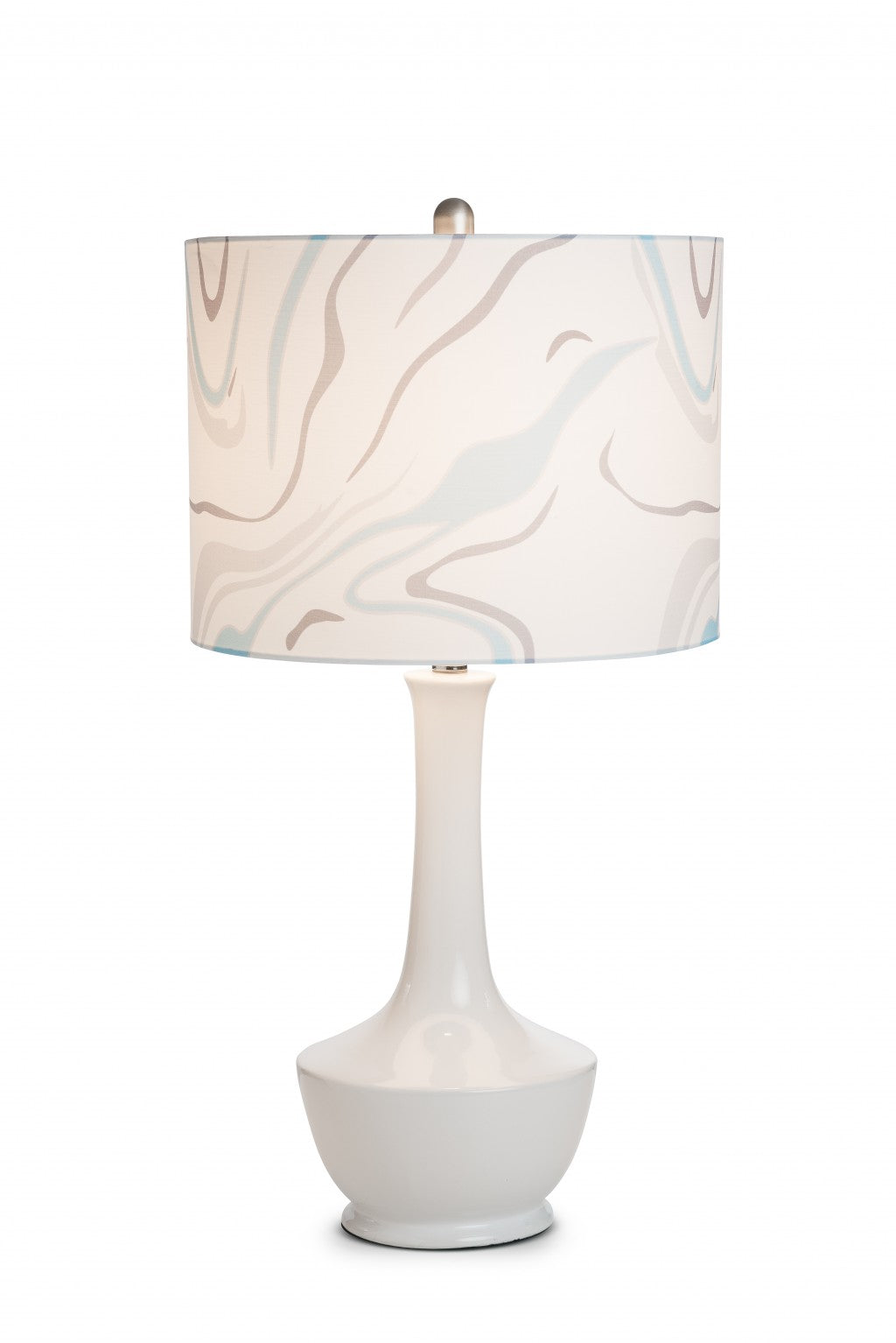 HomeRoots White Contemporary Table Lamps in Set of Two