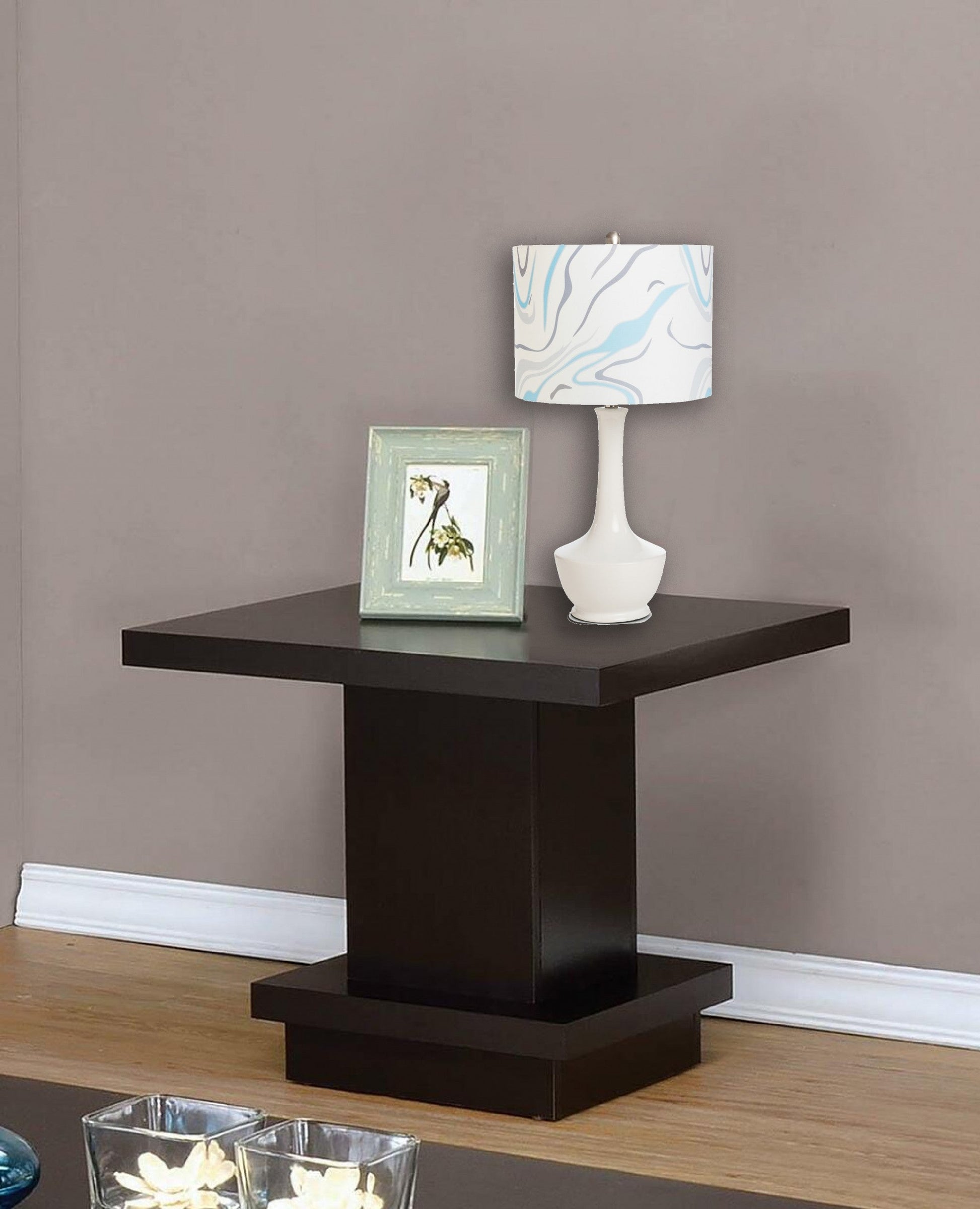 HomeRoots White Contemporary Table Lamps in Set of Two