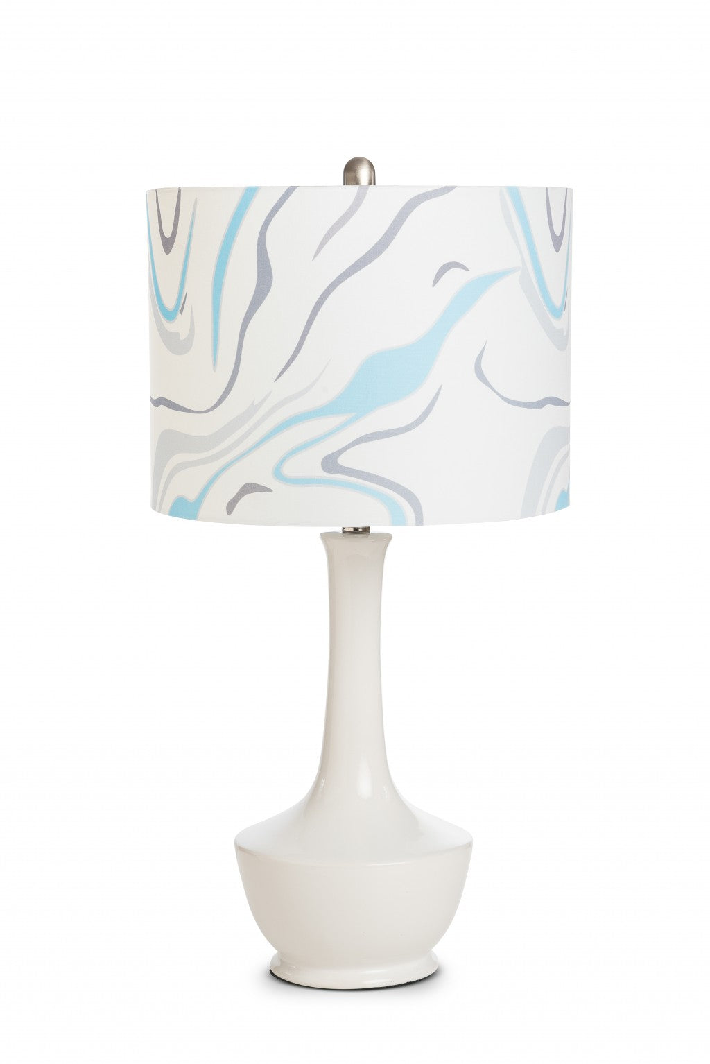 HomeRoots White Contemporary Table Lamps in Set of Two