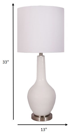 HomeRoots White Modern Glass Table Lamps in Set of Two