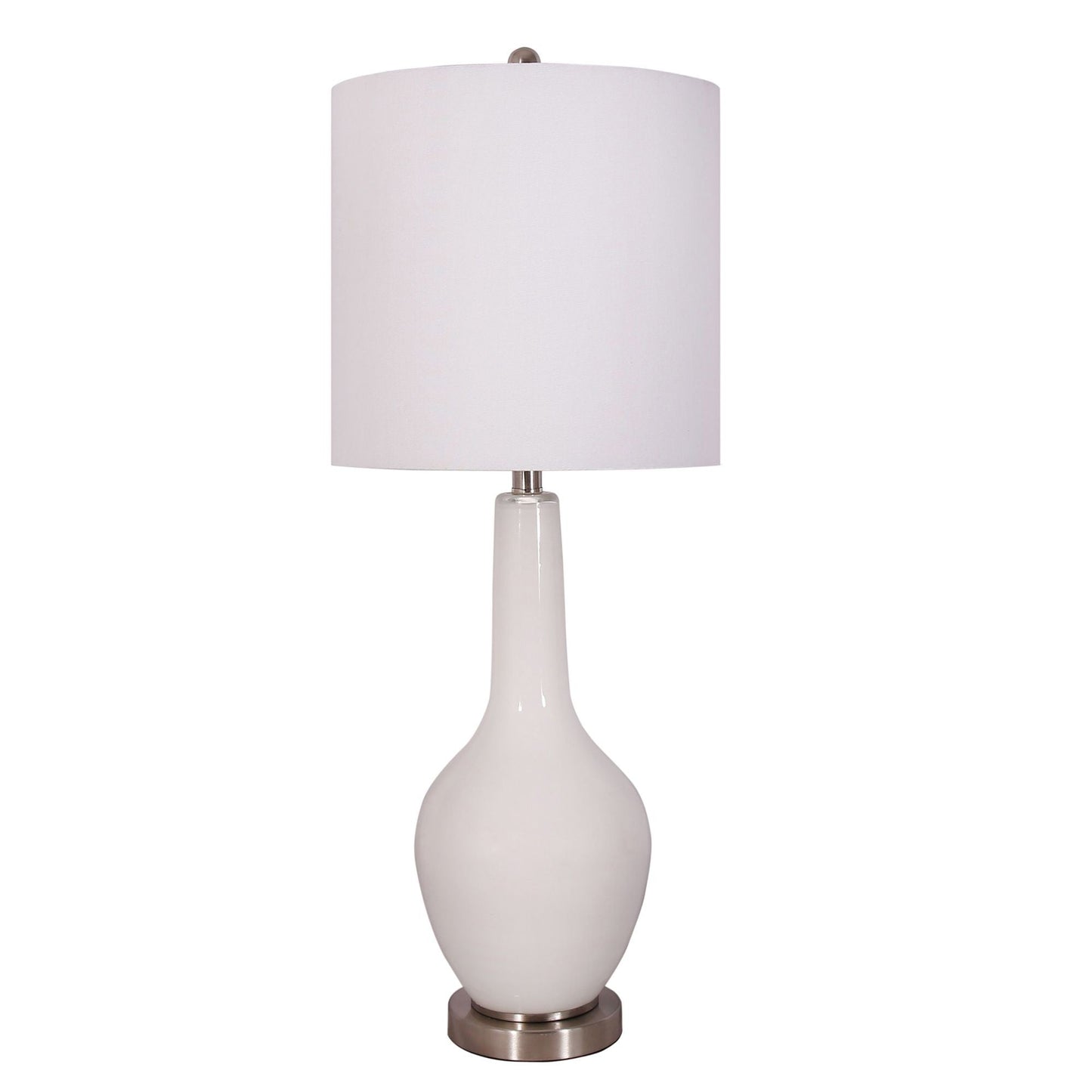 HomeRoots White Modern Glass Table Lamps in Set of Two