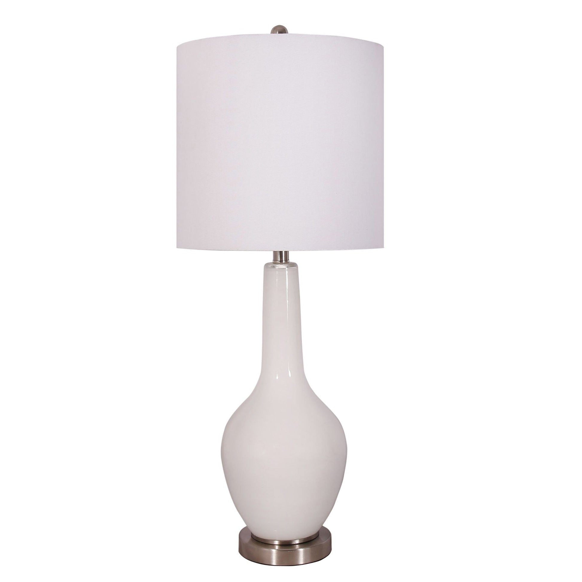 HomeRoots White Modern Glass Table Lamps in Set of Two