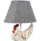 HomeRoots White Rooster Accent Lamp With Black and White Shade