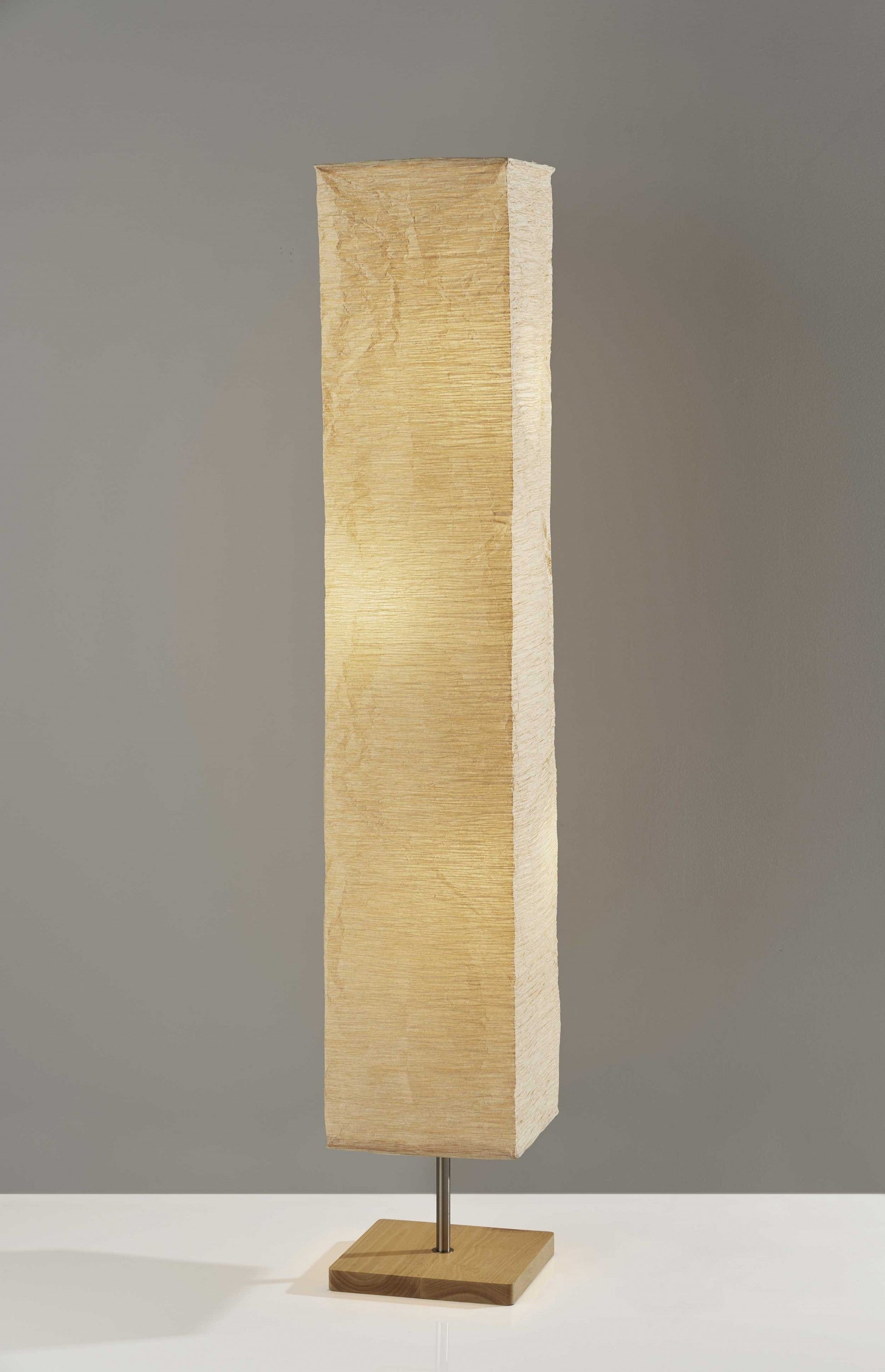 HomeRoots Wildside Paper Shade Floor Lamp With Natural Wood Base and Natural Finish