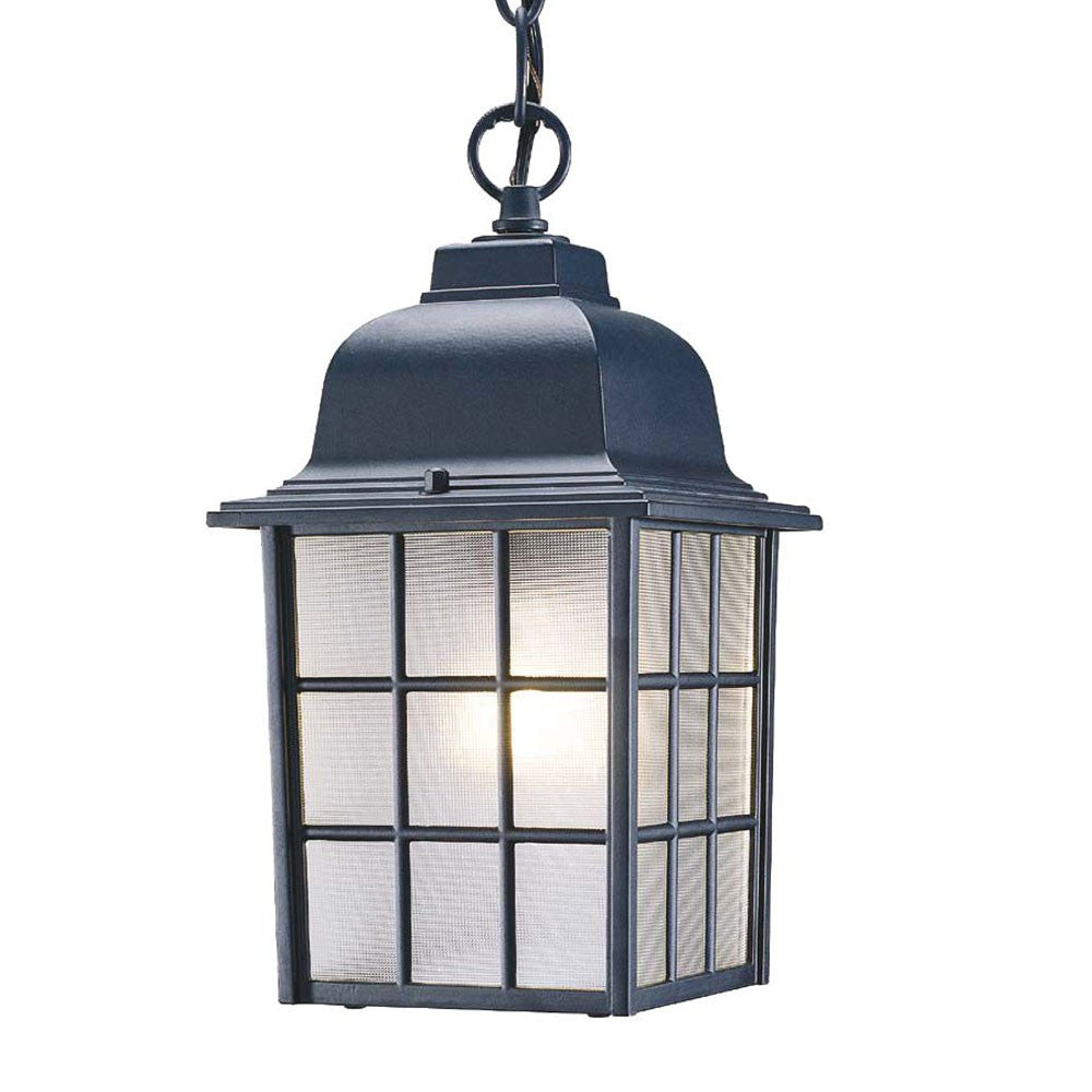 HomeRoots Window Pane Lantern Hanging Light in Matte Black Finish