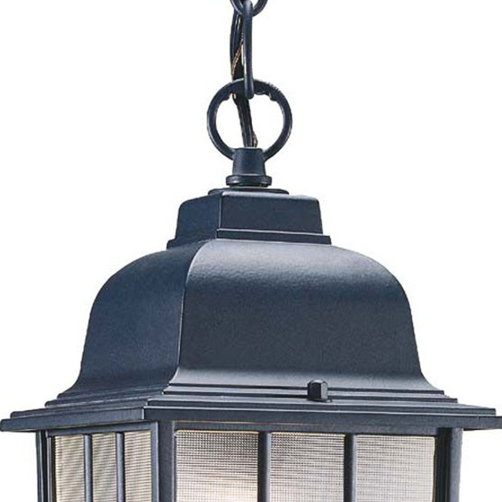 HomeRoots Window Pane Lantern Hanging Light in Matte Black Finish