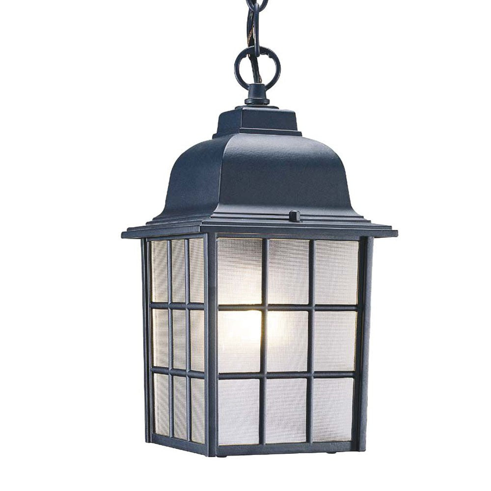 HomeRoots Window Pane Lantern Hanging Light in Matte Black Finish