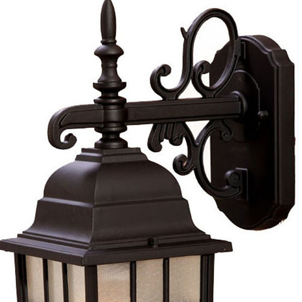 HomeRoots Window Pane Lantern Wall Light in Dark Brown Finish