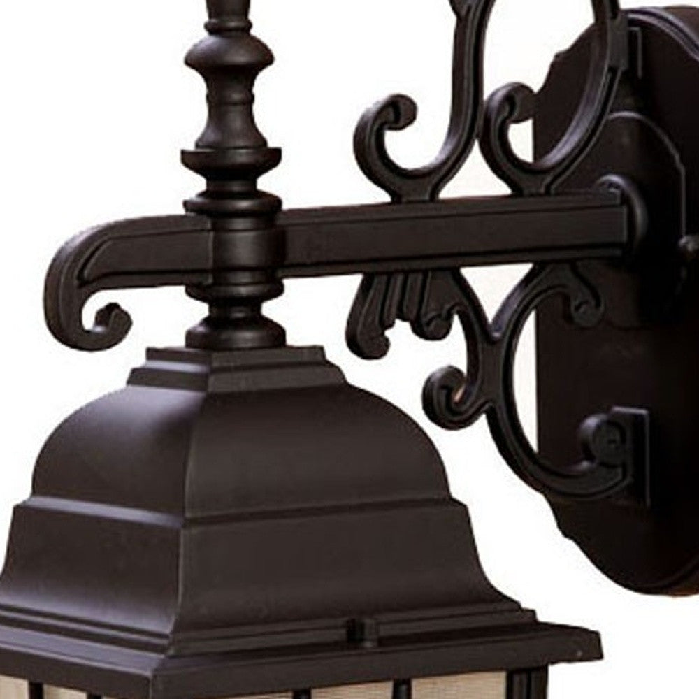 HomeRoots Window Pane Lantern Wall Light in Dark Brown Finish