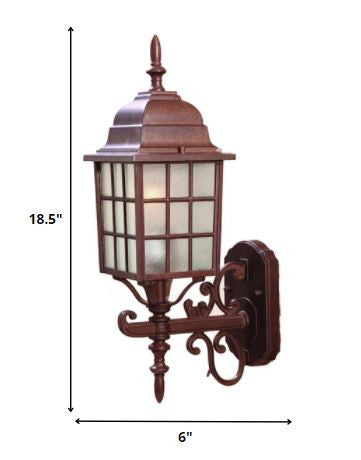 HomeRoots Window Pane Lantern Wall Sconce in Dark Brown Finish