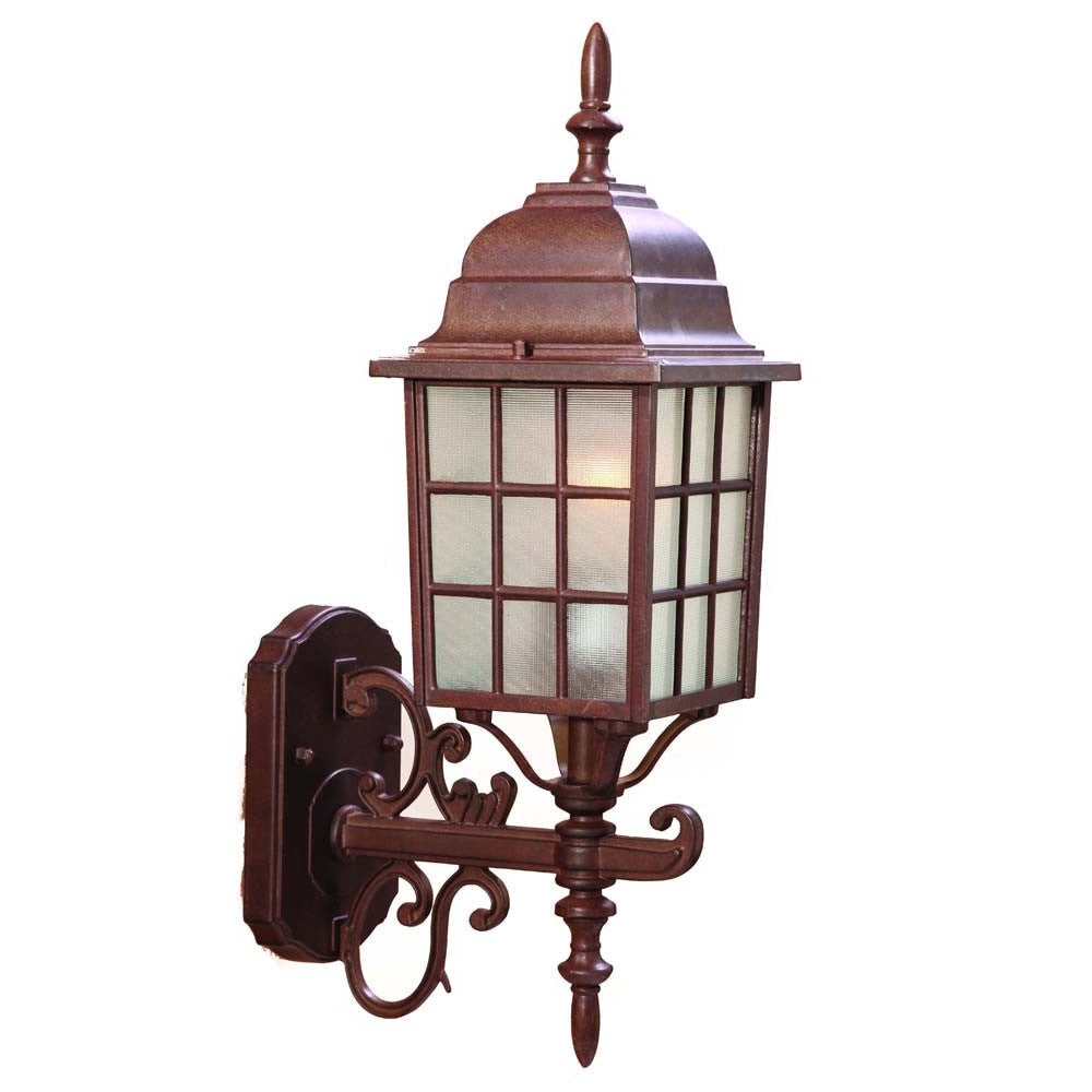 HomeRoots Window Pane Lantern Wall Sconce in Dark Brown Finish