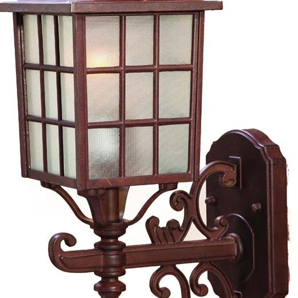 HomeRoots Window Pane Lantern Wall Sconce in Dark Brown Finish