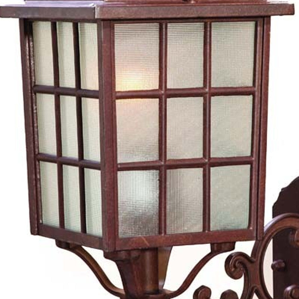 HomeRoots Window Pane Lantern Wall Sconce in Dark Brown Finish