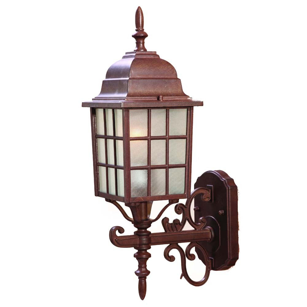HomeRoots Window Pane Lantern Wall Sconce in Dark Brown Finish