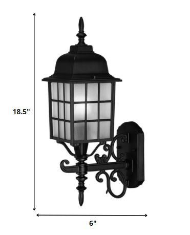 HomeRoots Window Pane Lantern Wall Sconce in Matte Black Finish