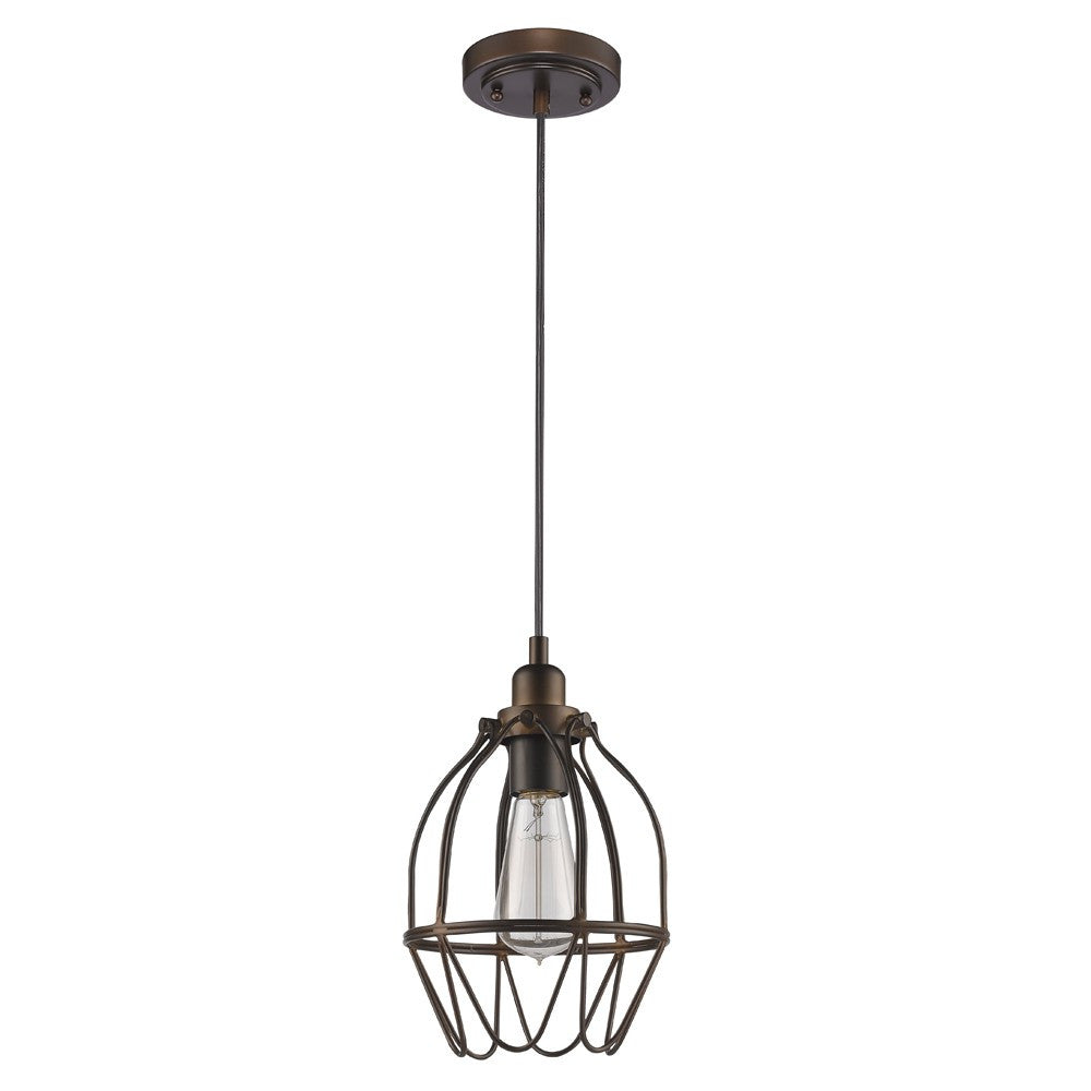 HomeRoots Wire Pendant Hanging Light in Antique Bronze Finish