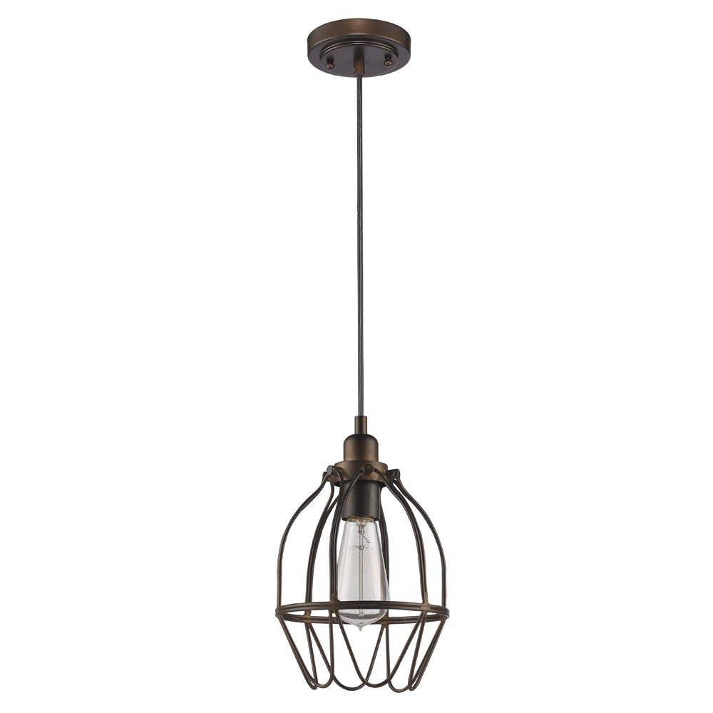 HomeRoots Wire Pendant Hanging Light in Antique Bronze Finish