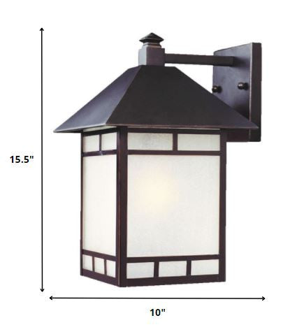 HomeRoots XL Antique Bronze Frosted Glass Lantern Wall Light