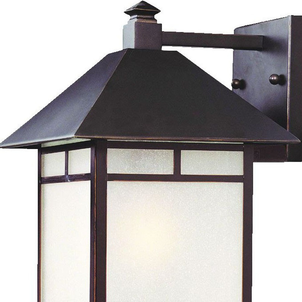 HomeRoots XL Antique Bronze Frosted Glass Lantern Wall Light