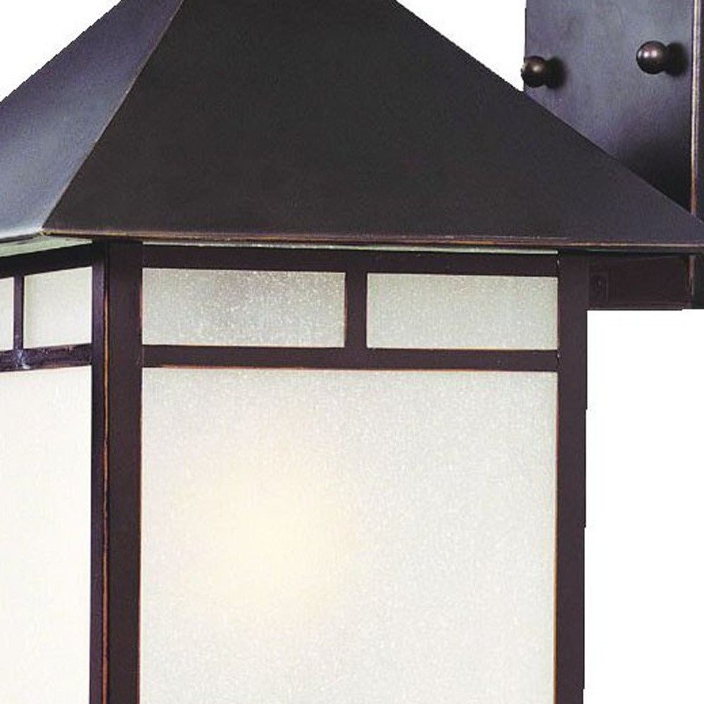 HomeRoots XL Antique Bronze Frosted Glass Lantern Wall Light