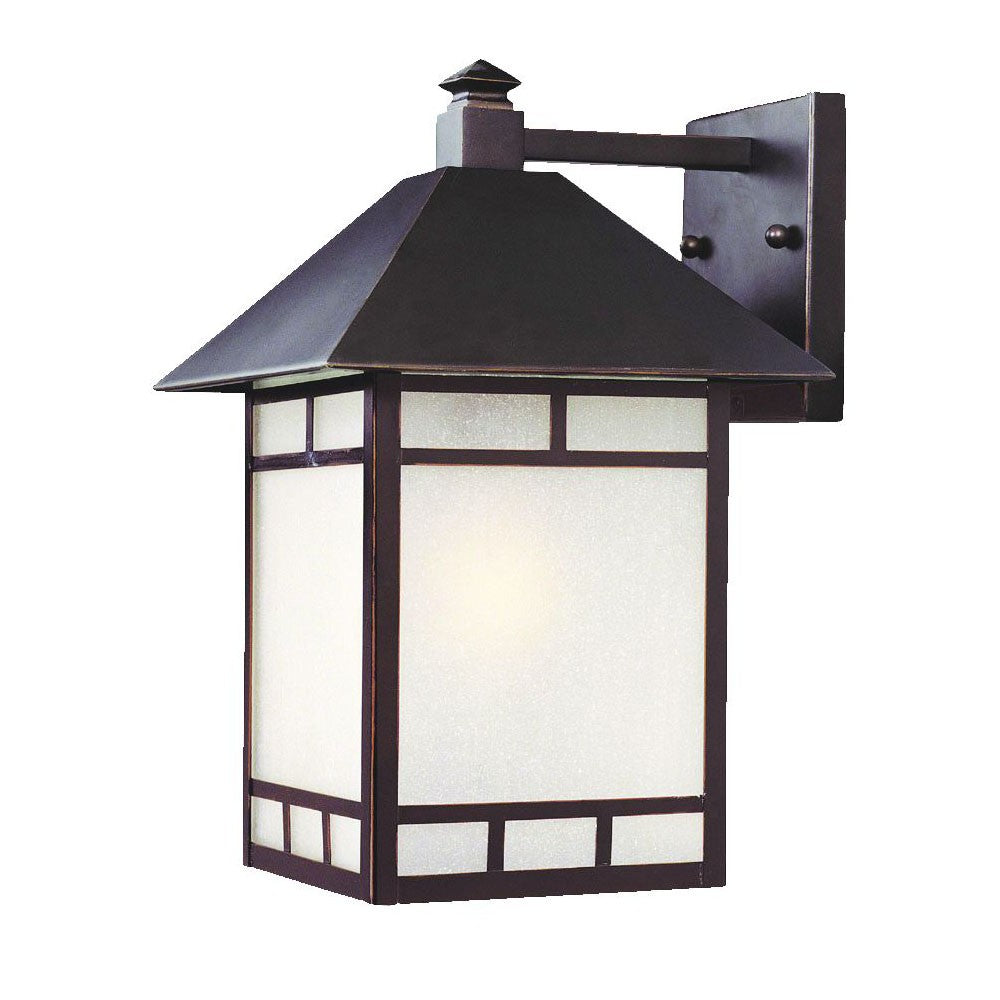 HomeRoots XL Antique Bronze Frosted Glass Lantern Wall Light