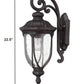 HomeRoots XL Glass Lantern Wall Sconce With Black Cast Aluminum Finish