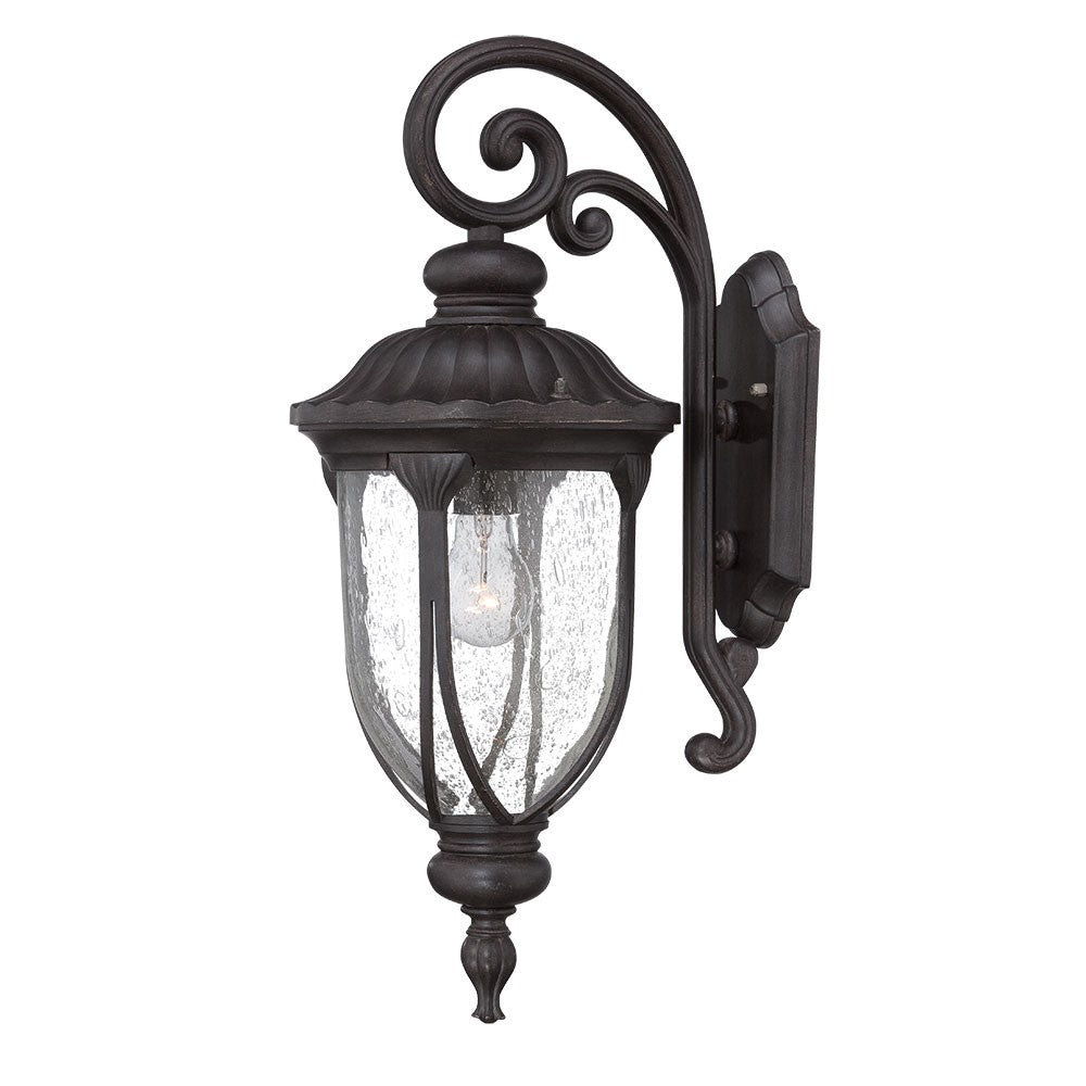 HomeRoots XL Glass Lantern Wall Sconce With Black Cast Aluminum Finish