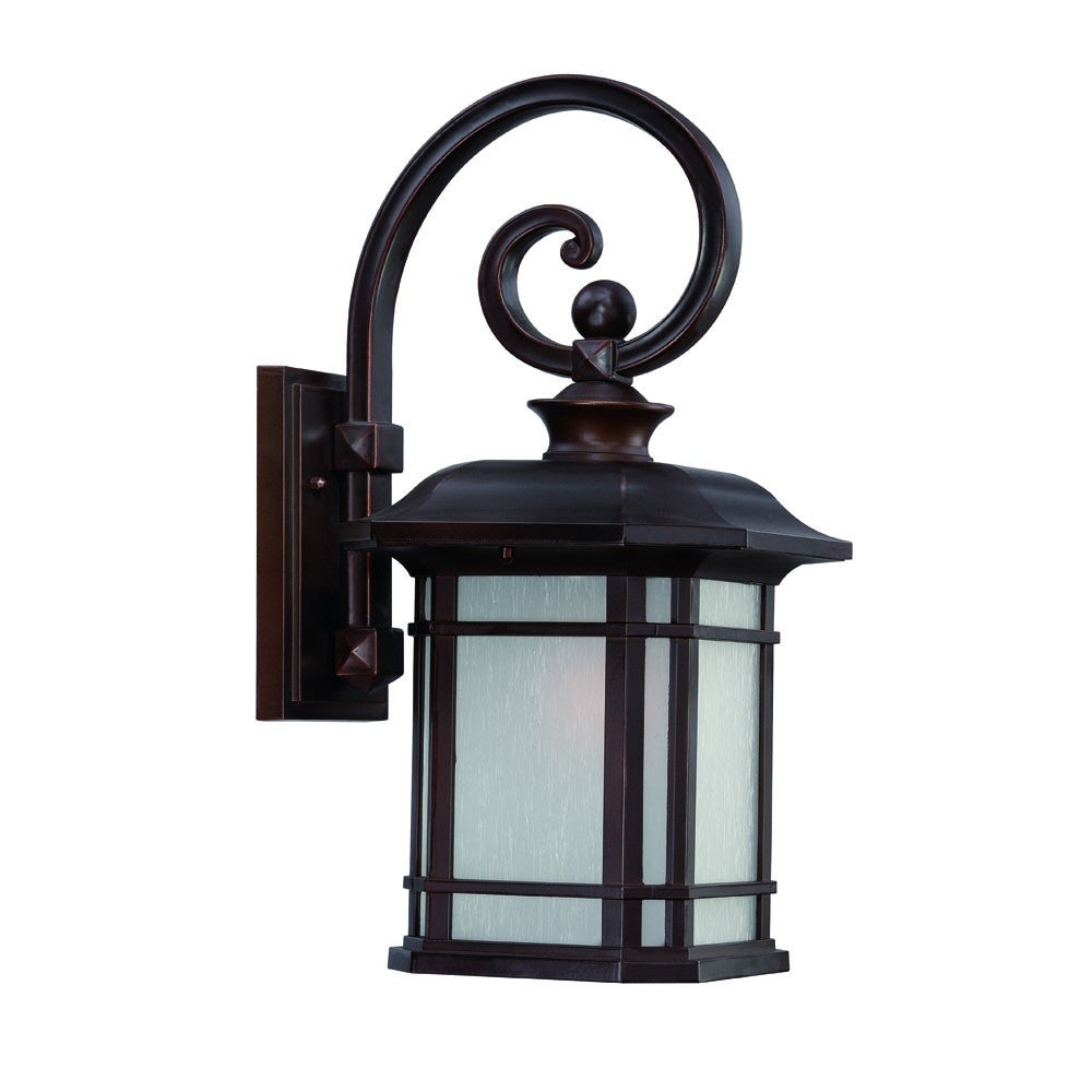 HomeRoots XL Lantern Wall Light With Frosted Linen Glass in Antique Bronze Finish