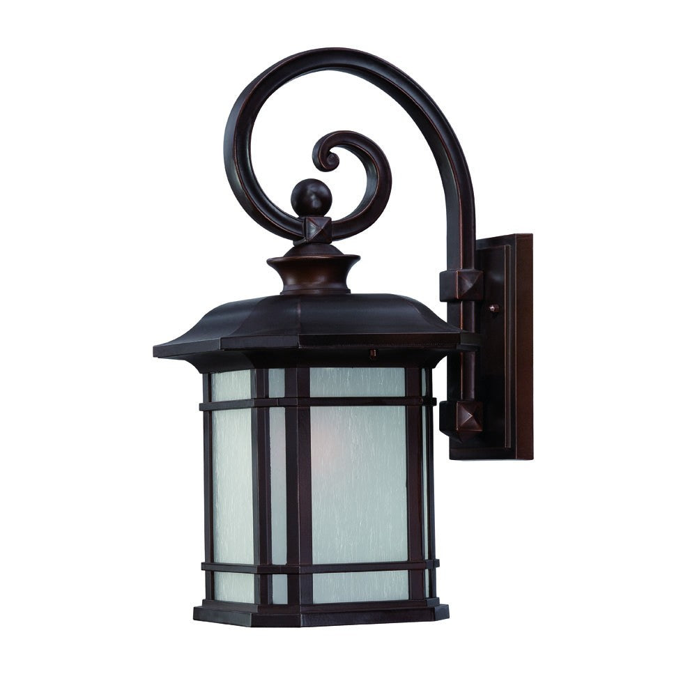 HomeRoots XL Lantern Wall Light With Frosted Linen Glass in Antique Bronze Finish