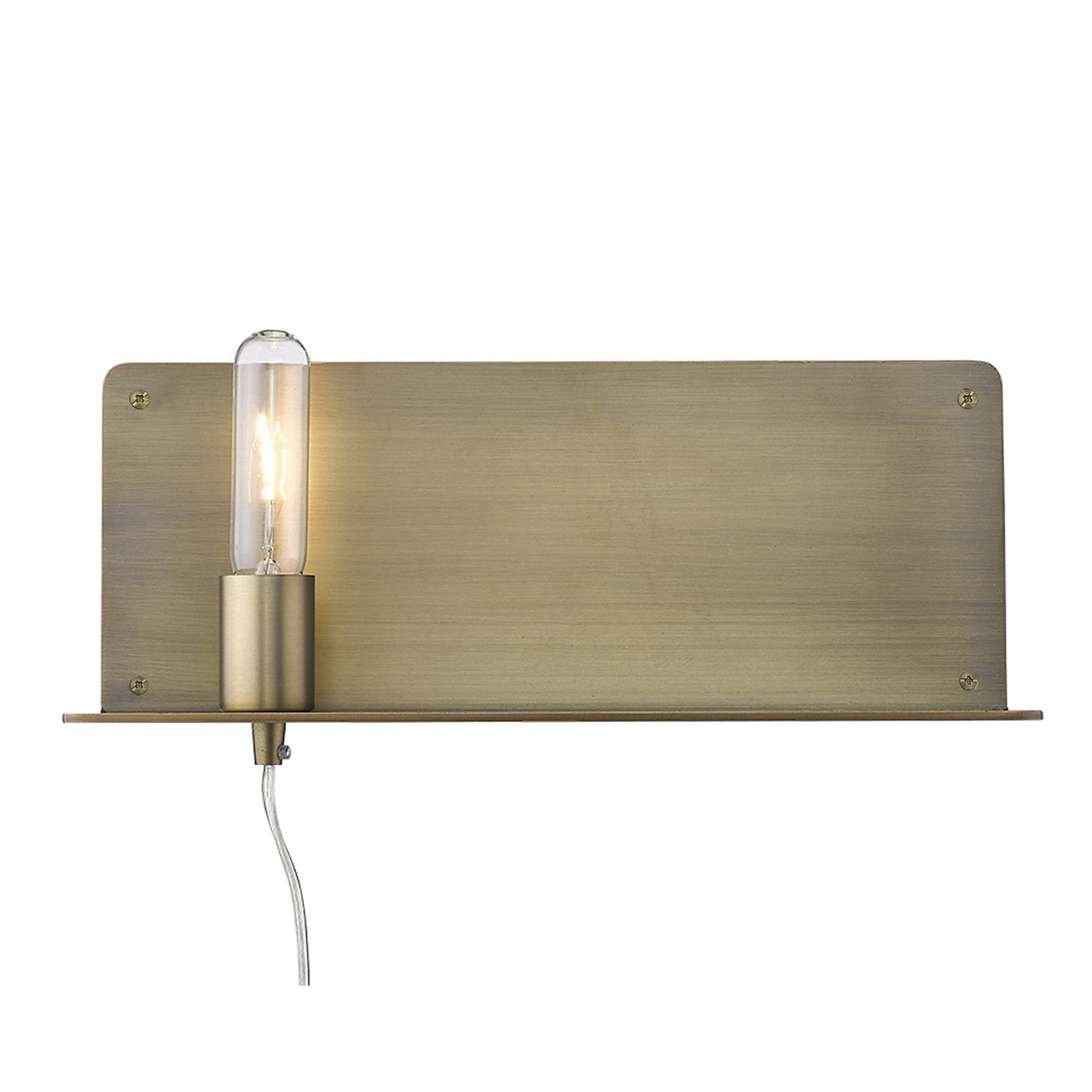 HomeRoots XL Shelf Wall Light With Dull Gold Finish