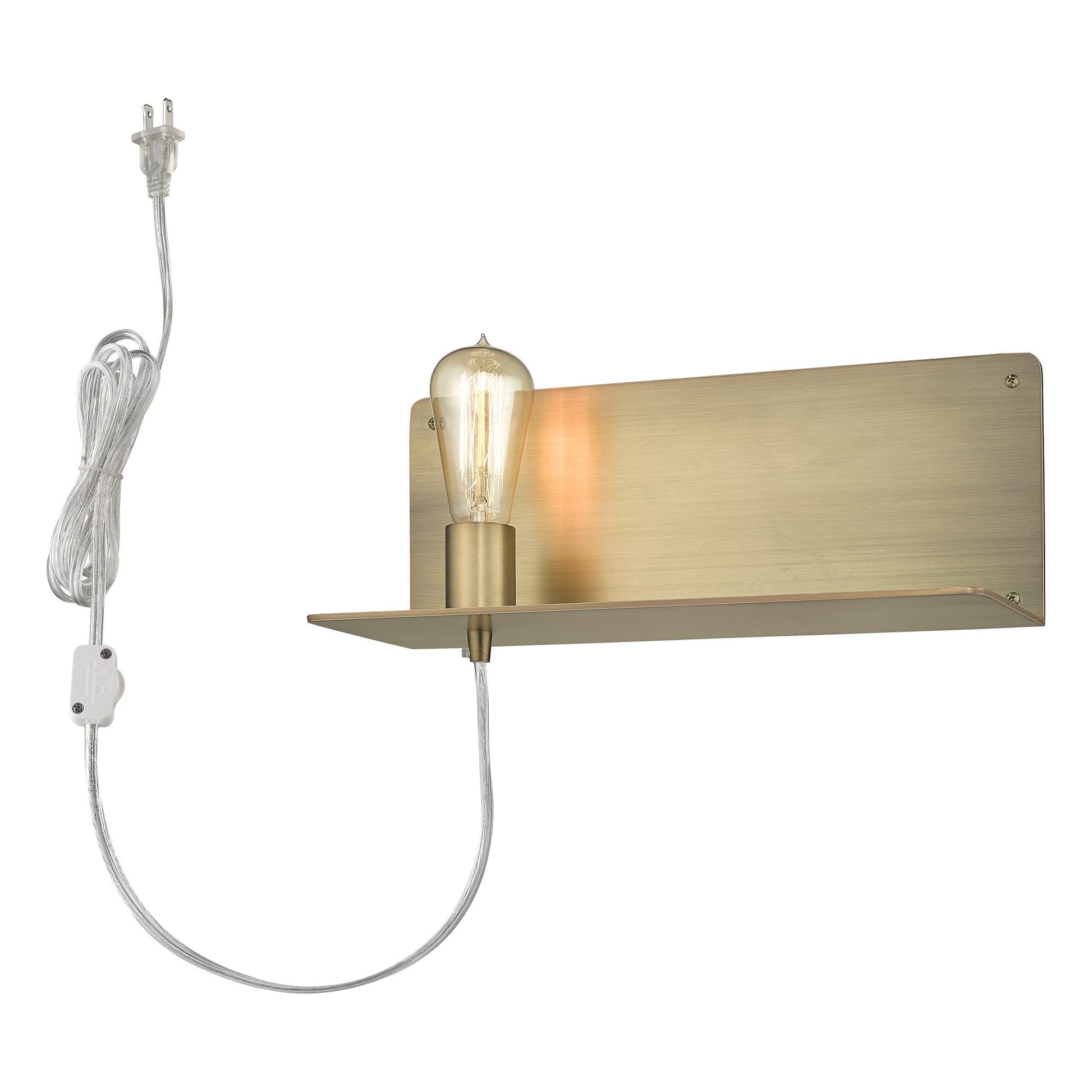 HomeRoots XL Shelf Wall Light With Dull Gold Finish