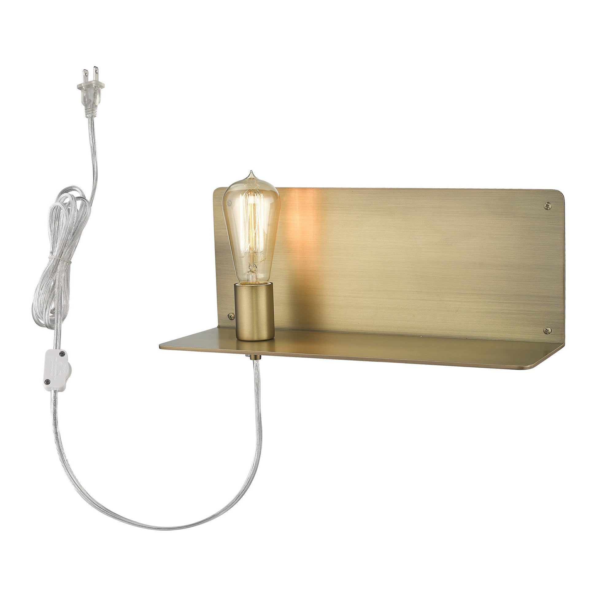 HomeRoots XL Shelf Wall Light With Dull Gold Finish