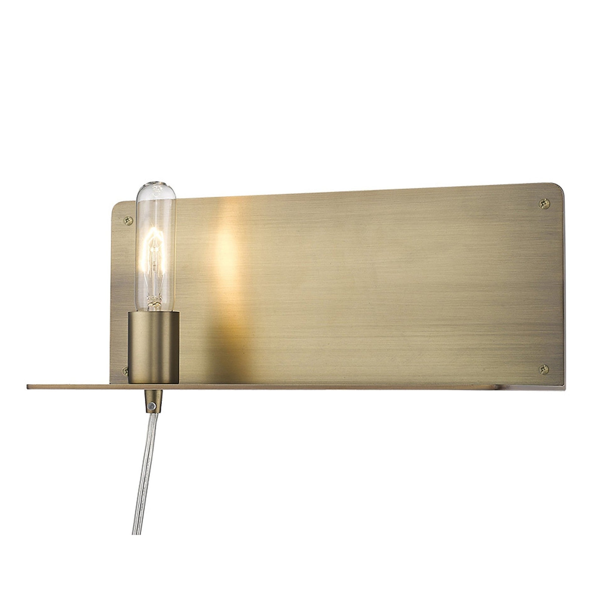 HomeRoots XL Shelf Wall Light With Dull Gold Finish